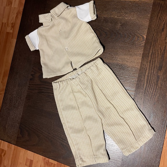 Vintage Mini Togs Matching Outfit Embroidered Collar Button Shirt Elastic Pant - Picture 9 of 16